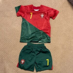 Kids Red and Green Soccer Jersey Set RINALDO